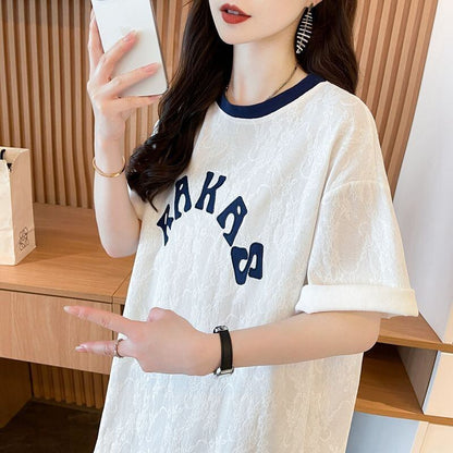 エレガント 早い者勝ち 絶対流行 カジュアル 2色選択 Tシャツ<F-11581>