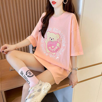 美人度アップ 好感度UP 海外トレンド カジュアル 全3色 半袖 Tシャツ ＜F-11641＞