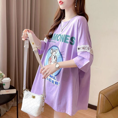 新商品 プリント ファッション ゆったり 全4色 半袖 Tシャツ＜F-11493＞