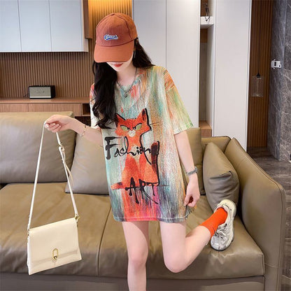 大活躍 絞り染め 特別デザイン プリント 2色選択 半袖Tシャツ＜F-8574＞