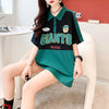ファッションカジュアルネットレッドルーズポロカラー半袖Tシャツ<F-2856>