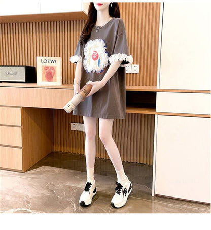 新作 好感度満載 個性的なデザイン ラウンドネック Tシャツ カットソー＜F-8405＞