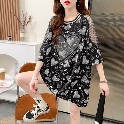 高級ホットドリル半袖Tシャツ<F-3005>