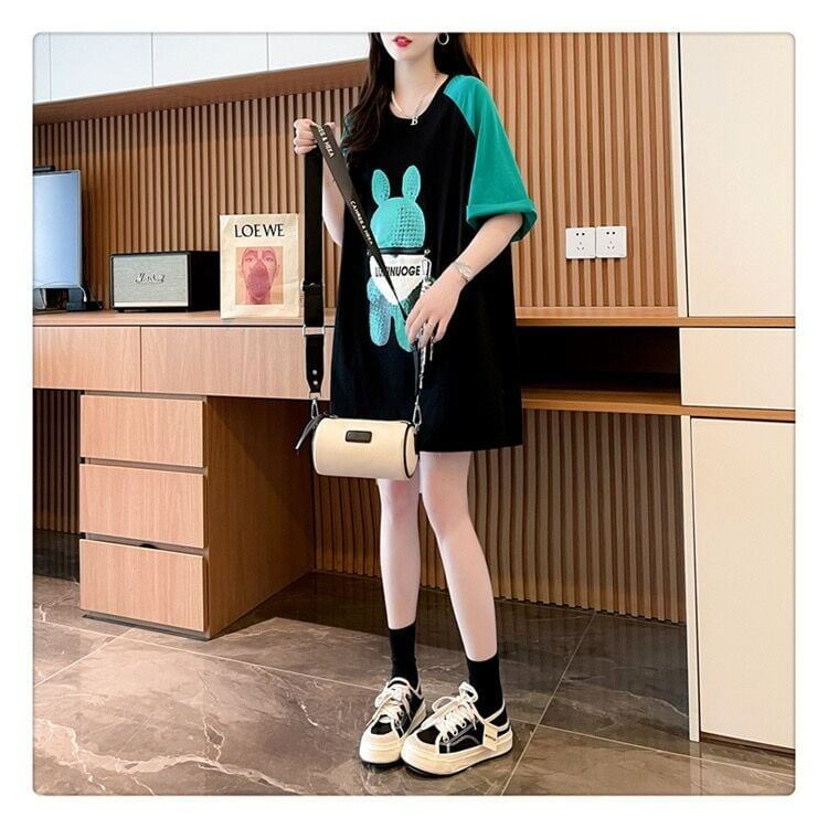 コットンパーソナライズジッパー大ポケットスリット半袖Tシャツ<F-2884>