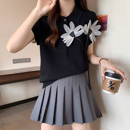 新作 上質 話題沸騰中 好感度UP ニット 全2色 半袖Tシャツ＜F-8734＞