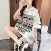 夏新作 アルファベットプリント POLOネック ロング Tシャツ ゆったりワンピース ＜F-3038＞