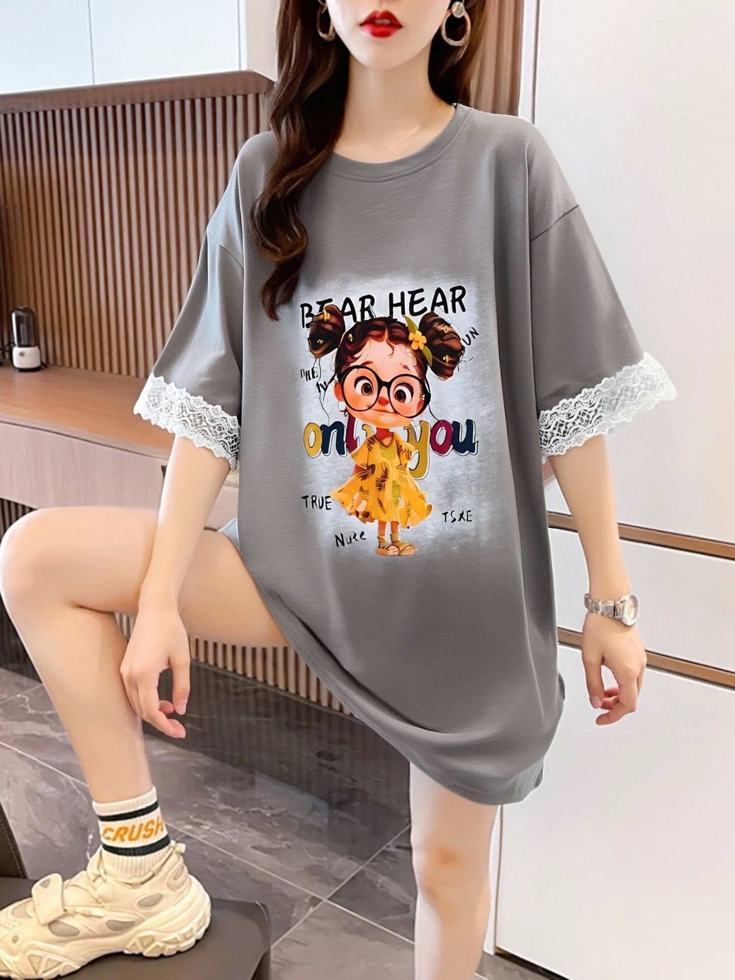 美人度アップ カジュアル 好感度UP 全4色 半袖 Tシャツ ＜F-11118＞