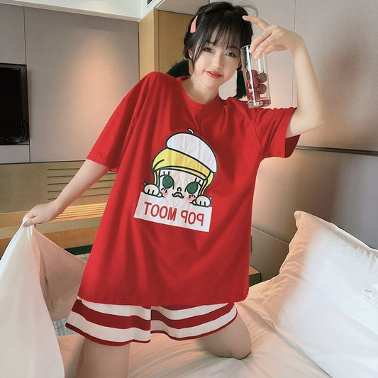 夏に嬉しい機能付き パジャマ 真夏も快適 全2色 半袖トップスⅹショートパンツセットF-9183