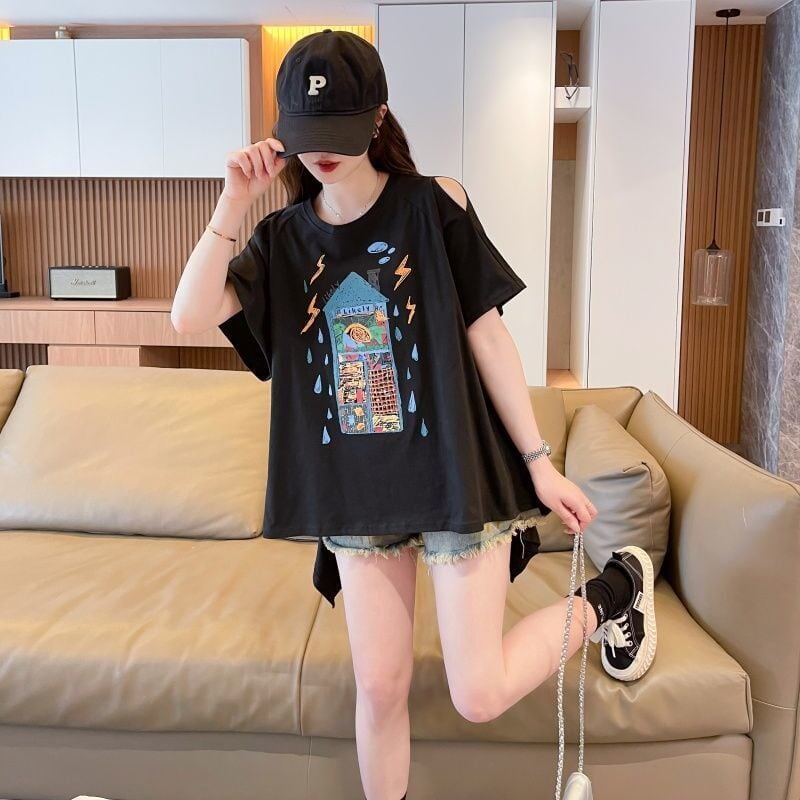 売れ筋 早い者勝ち 絶対流行 カジュアル 2色選択 Tシャツ<F-11444>