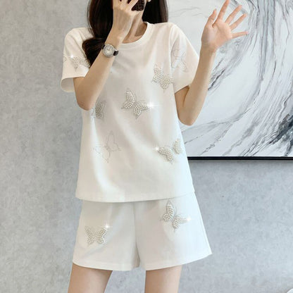 新作 ファッション 絶対欲しい 海外トレンド 半袖 Tシャツ ショートパンツ セットアップ<F-6726>