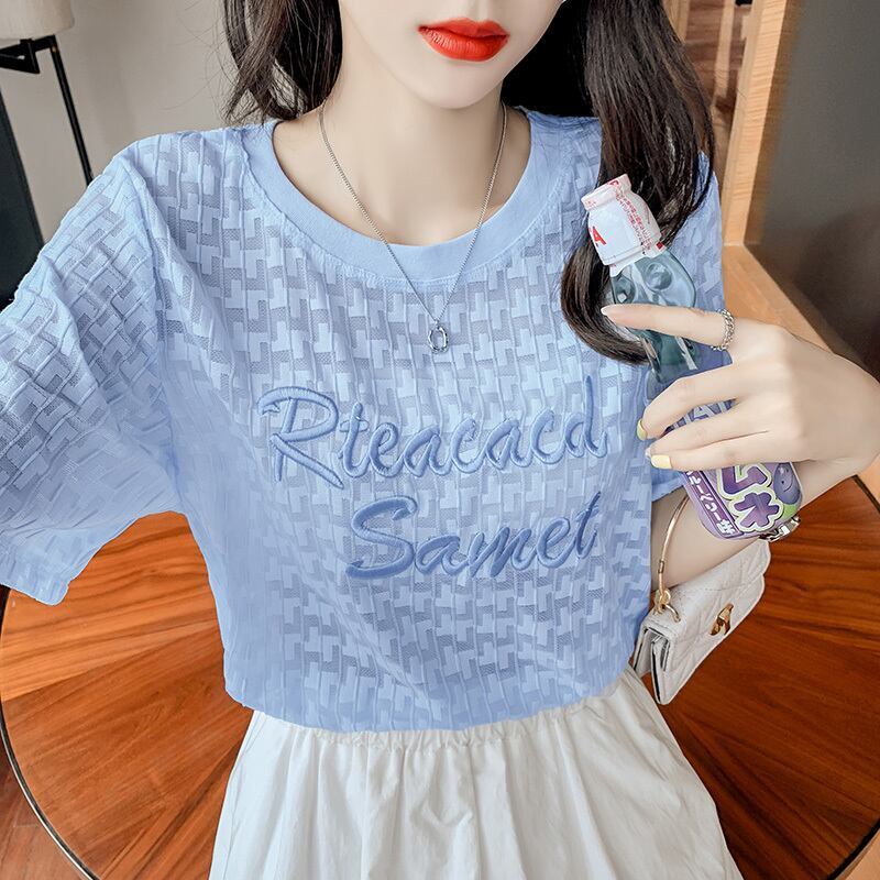 【半額！期間限定！！】大活躍 シフォン 定番シンプル 刺繍 全3色 Tシャツ カットソー ＜F-8601＞