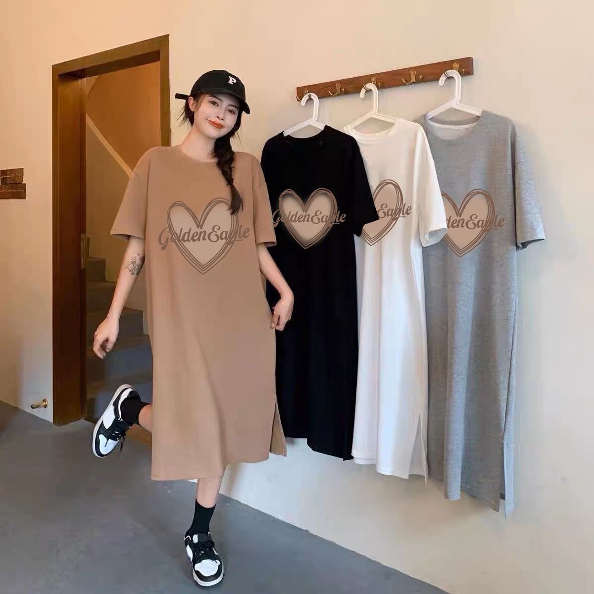 ファッション カジュアル 好感度UP 全4色 半袖 Tシャツ ワンピース ＜F-11710＞
