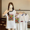 着せ   プリント Tシャツ 四色 ゆったり半袖 ＜F-3019＞