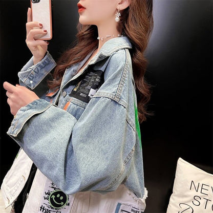 オシャレ感たっぷり 美人度アップ POLOネック プリント ジャケット ブルゾン＜isf-2823＞