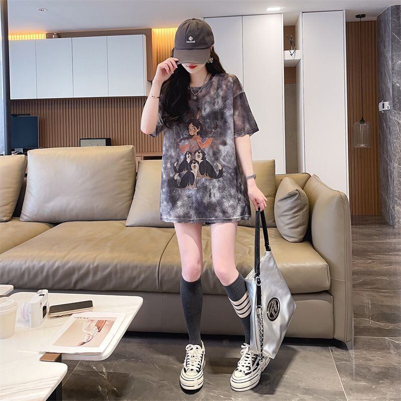 着回し力抜群 絞り染め アバンギャルド プリント 3色選択 半袖Tシャツ＜F-8575＞