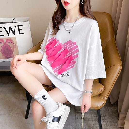 柔らかくて優しい印象 ゆったり ファッション感満々 ロング丈 3色半袖Tシャツ＜F-9206＞