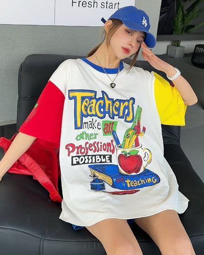 【半額！期間限定！！】カジュアル ルーズ キュート Tシャツ<F-6611>