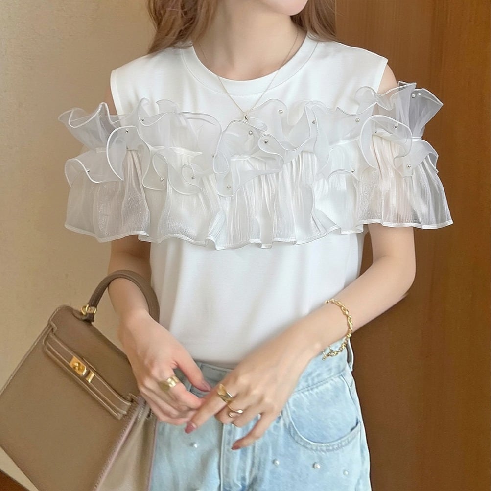 エレガント 大人可愛い ファッション Tシャツ F-13357
