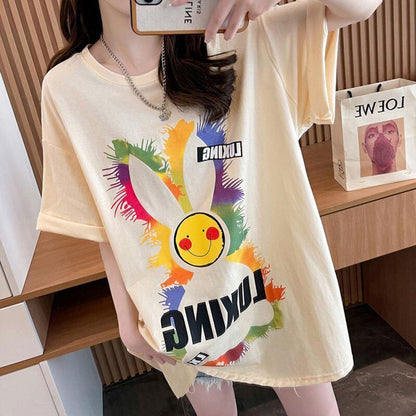 着回し力抜群 キュート カジュアル プリント 半袖Ｔシャツ全2色 <F-8550>