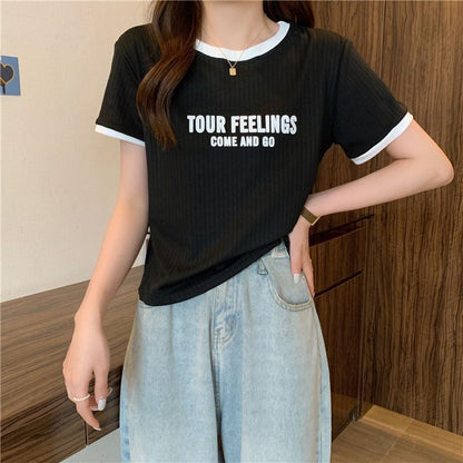ゆったり感アップ アルファベット ファッション Tシャツ カットソー＜F-3077＞