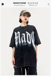 トレンドのアメリカンストリートビッグレタープリント半袖Tシャツ<F-2904>