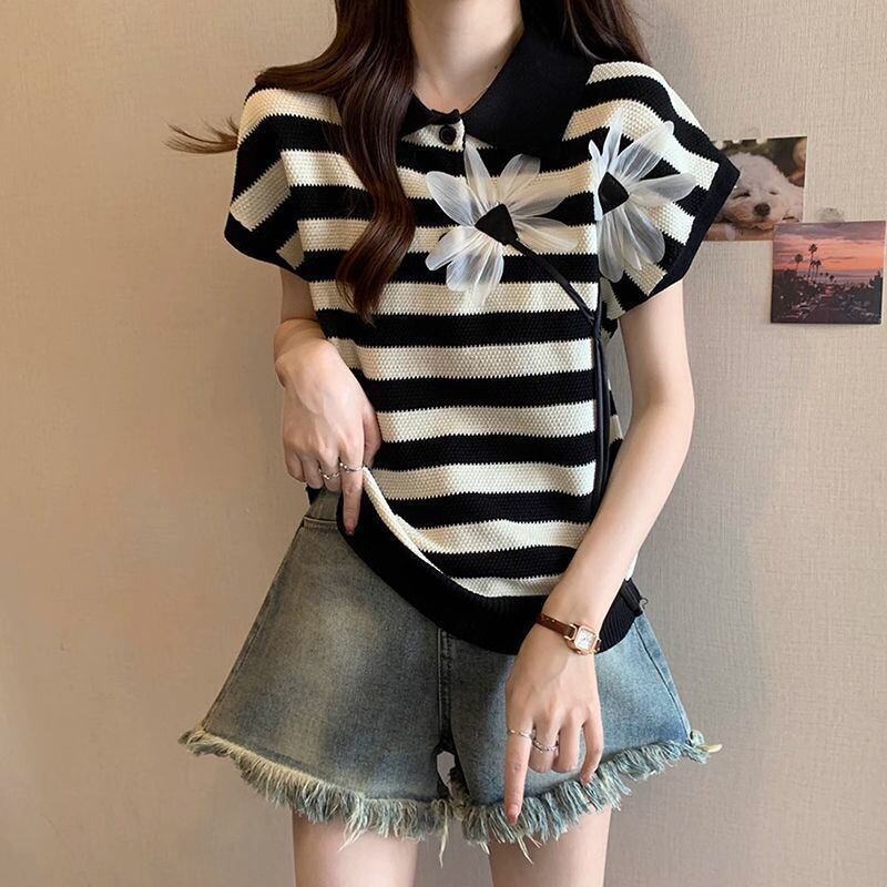 新作 上質 話題沸騰中 好感度UP ニット 全2色 半袖Tシャツ＜F-8734＞