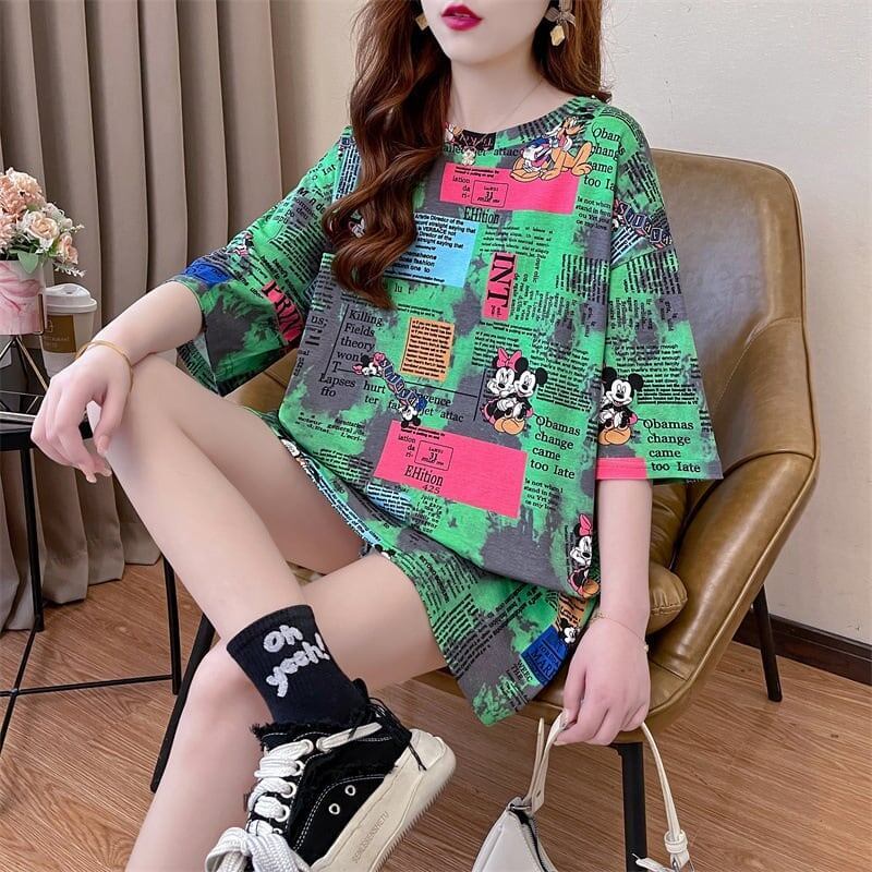 タイドクールデザインセンス半袖フルプリントTシャツ<F-2907>