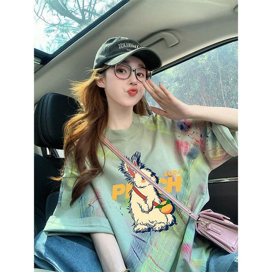 絶対流行 特別デザイン アバンギャルド プリント 半袖Tシャツ＜F-8598＞