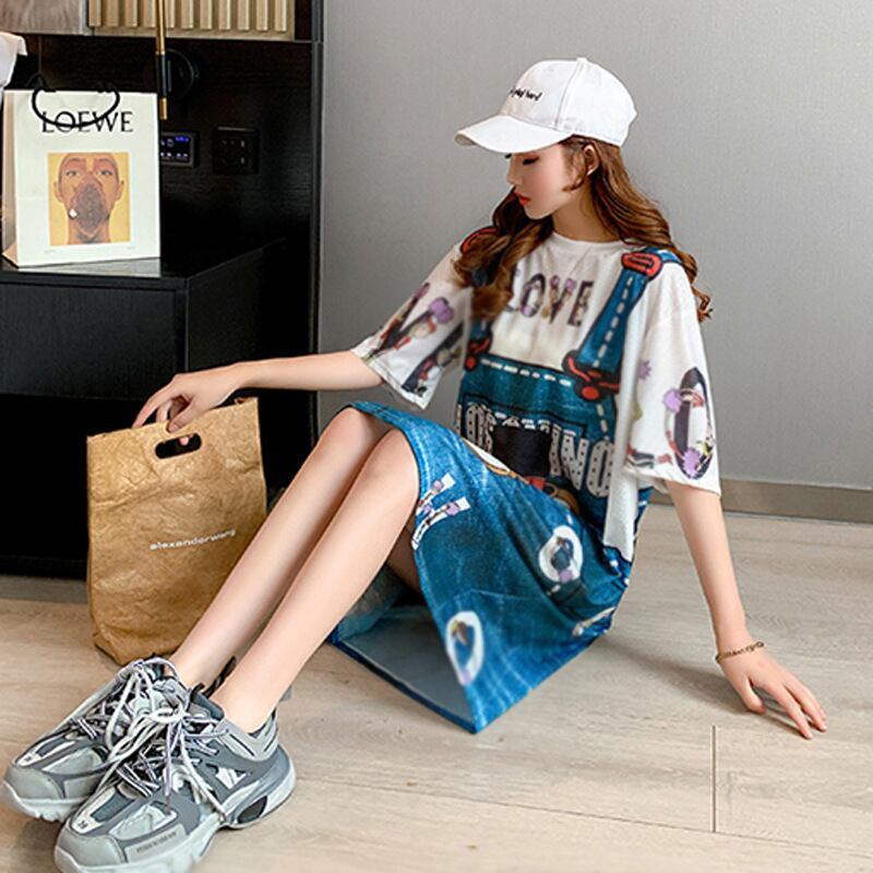旅行Ｔシャツ 夏 レディース 膝丈 プリント 大きいサイズ ゆったりさらっと涼しい <F-656>
