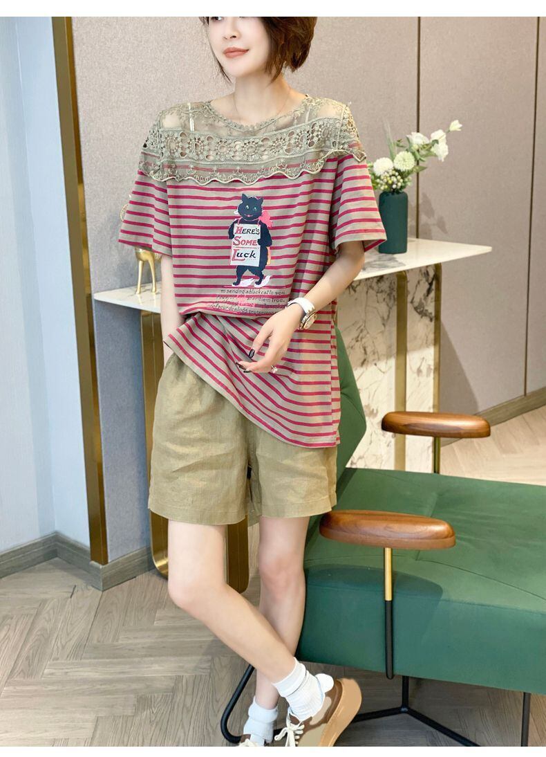 キュート 絶対流行 売れ筋 早い者勝ち カジュアル 2色選択 Tシャツ<F-11222>