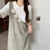 大人可愛い カジュアル 上質 切り替え レイヤード風 2色選択可 ワンピースF-8888
