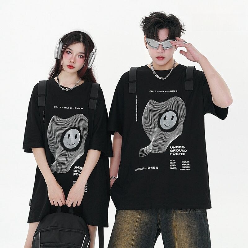 話題沸騰中 特別デザイン スタイルアップ効果抜群 ゆったり 男女兼用 半袖Tシャツ＜F-9060＞