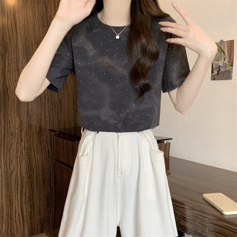 着回し力抜群 ホットダイヤモンド 定番シンプル 全2色 半袖Tシャツ カットソー ＜F-8591＞