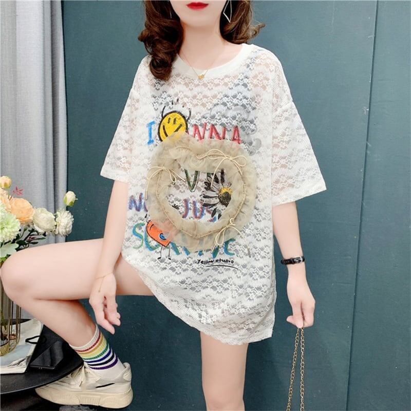 デザイン感   チャーミング Tシャツ カットソー＜F-3199＞