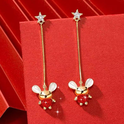 気質レッドチェーンロングピアス<isf-4000>