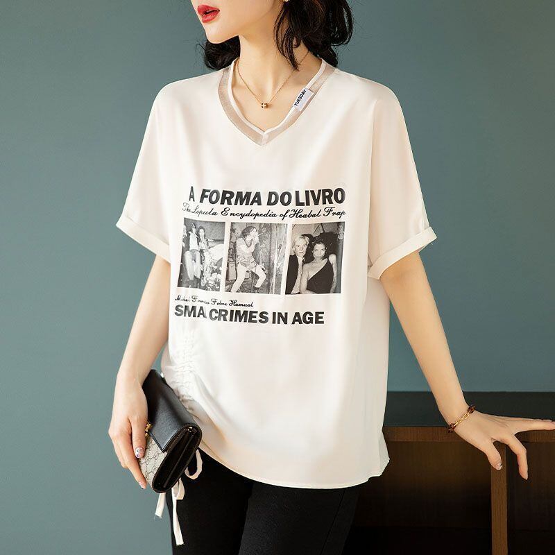話題沸騰中 ファッション 着回し力抜群 プリント 2色選択 半袖Tシャツ＜F-8621＞