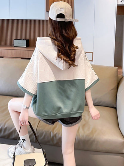 高級感 帽子付き 半袖 Tシャツ スウェット ＜F-8640＞