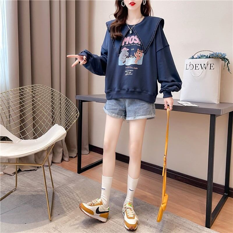 絶対欲しい   セーラ服の襟 長袖Tシャツトップス<F-4036>