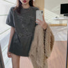 美人度アップ   ビジュー Tシャツ 三色 ゆったり半袖＜F-2945＞