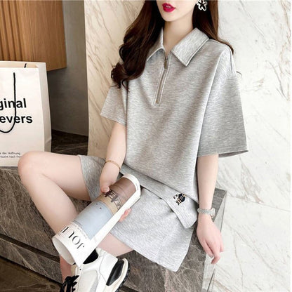 ファッション 切り替え ゆったり感アップ Tシャツ＋ショートパンツ セットアップ＜F-3616＞