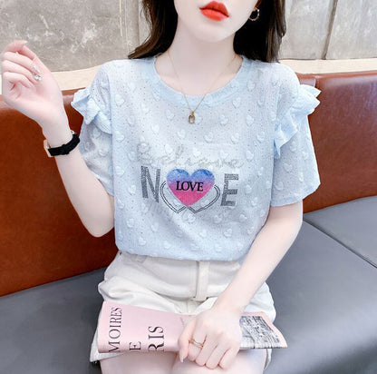 新商品 大人可愛い 話題沸騰中 ホットダイヤモンド 全3色 半袖TシャツF-8868