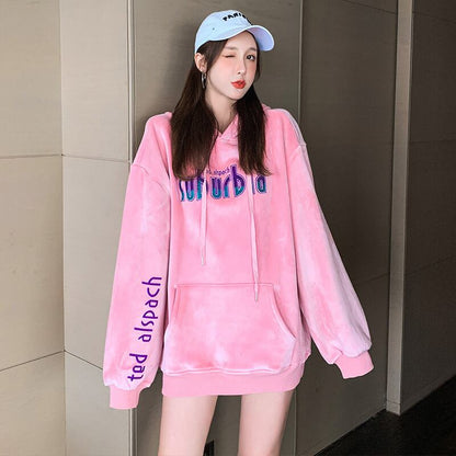 【裹起毛】美人度アップ プラスベルベット 今季マストバイ 3色 パーカー F-10335