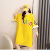 夏新作 アルファベット オーバーサイズ フリル プリントTシャツ 三色 ゆったり半袖＜F-3009＞