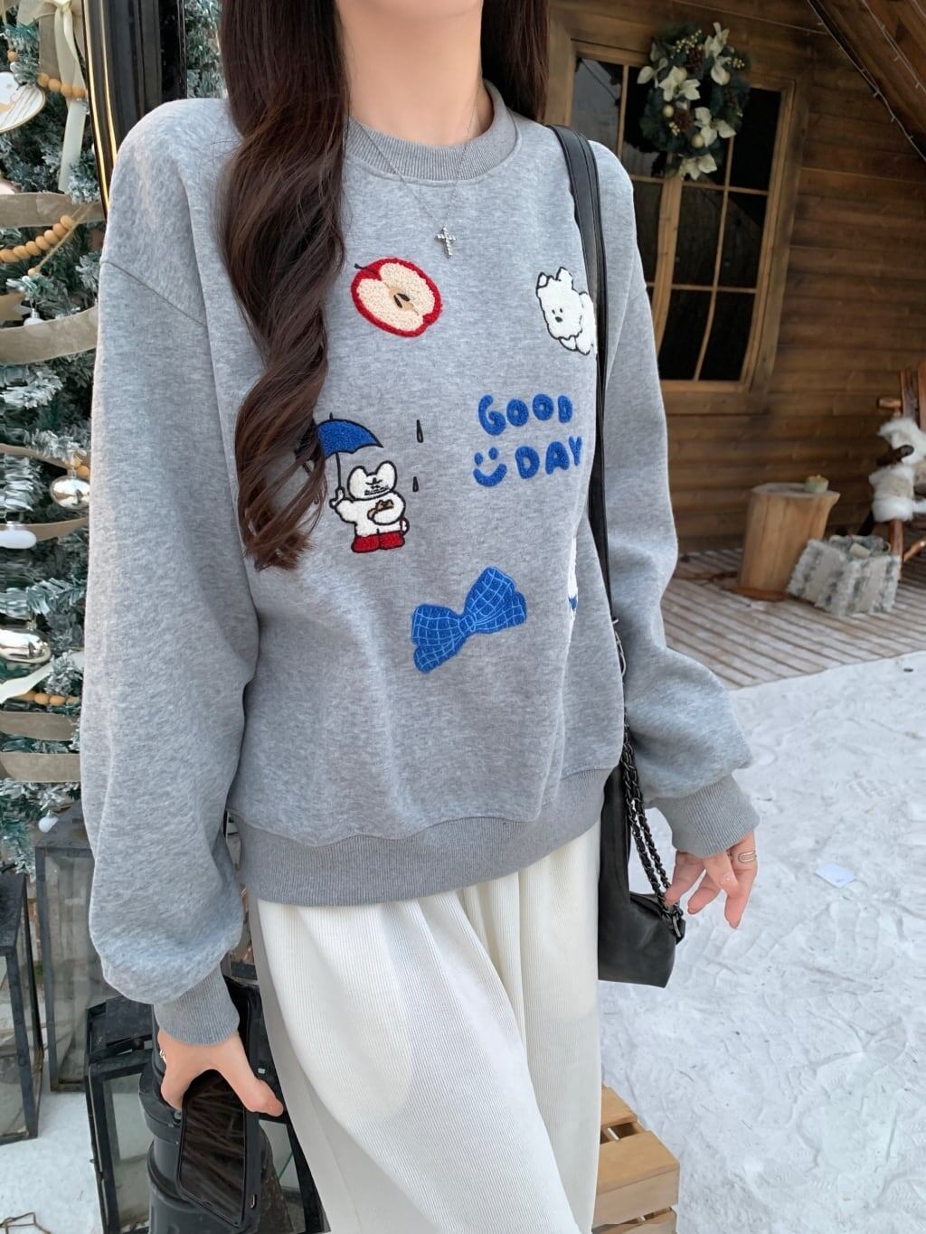 存在感抜群 sweet系可愛い トレンドアイテム 刺繍 2色選択 パーカーF-9892