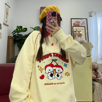 大人可愛い刺?ロゴワンちゃんスウェット全2色F  -4595