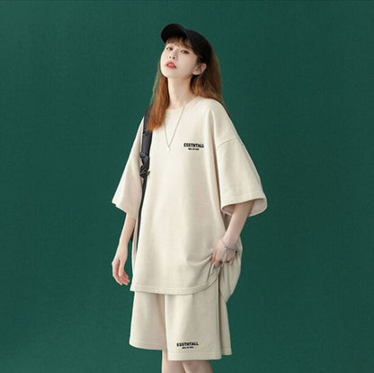 【半額セール】早い者勝ち  男女兼用 半袖Ｔシャツⅹパンツセット全4色F-6549