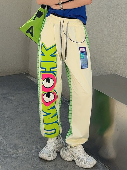 主役級 オシャレ 都市ファッショ デザイン 切り替え 2色 ジョガーパンツ <F-11375>