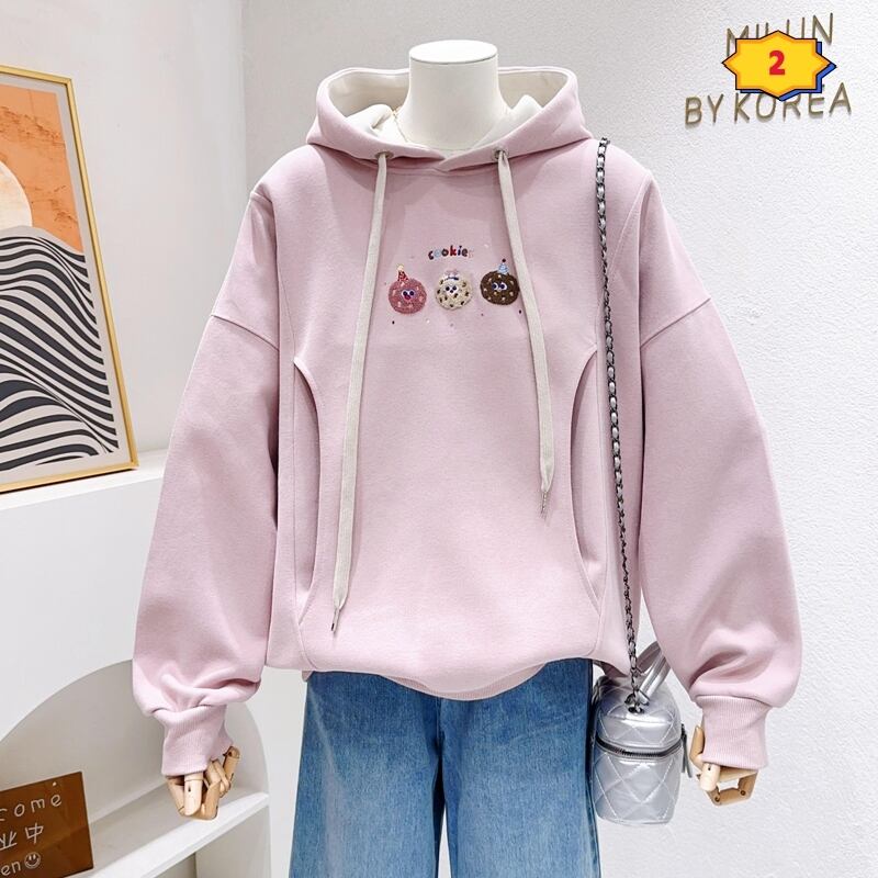 定番シンプルゆったりフード付きパーカ全3色トップス<F-4742>