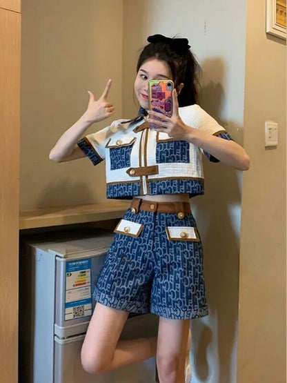 おすすめ おすすめ 話題沸騰中 上質 カジュアル 切り替え 半袖Ｔシャツ ショートパンツ セットアップ <F-11169>