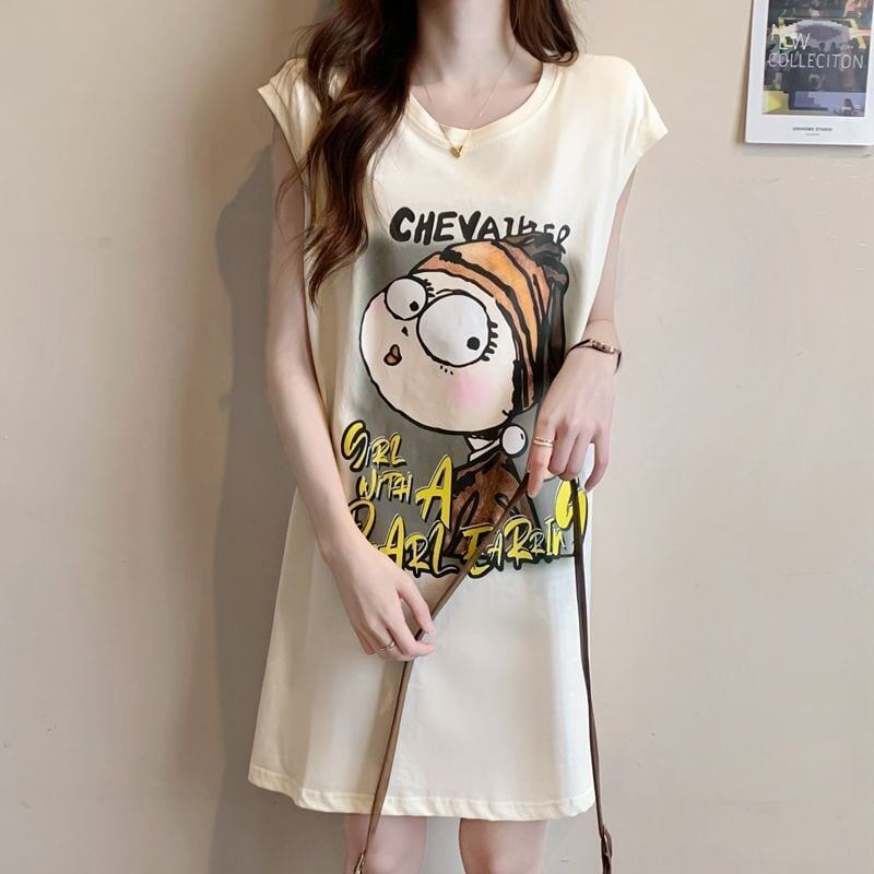 真夏も快適 着心地良い ファッション感満々 プリント全4色 ノースリーブ Tシャツ カットソー＜F-9161＞